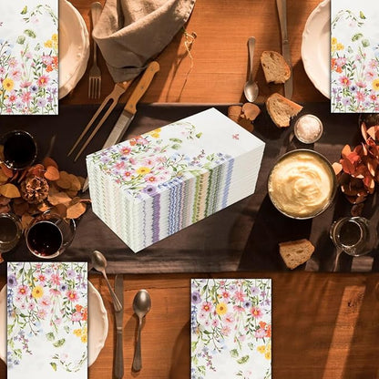 100Pcs Disposable Floral Paper Napkins Decorative Bathroom Napkins Guest - Image 7
