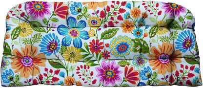 RSH DECOR: Tufted Wicker Loveseat Cushion | 41” x 19" | All-Weather Spun Fabric by RSHDECOR