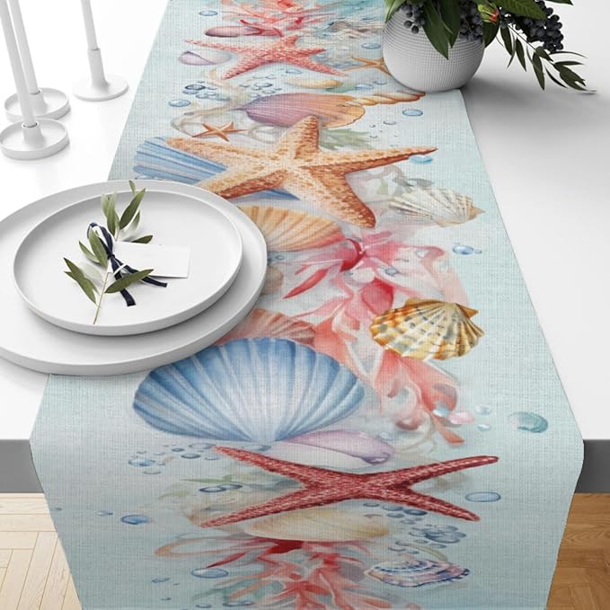 Ocean Starfish Table Runner, Cotton Dining Table Runner, Table Center Decor - Image 5