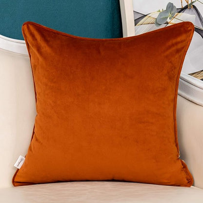 Yangest Orange Striped Patchwork Throw Pillow Cover Gold Leather Cushion Cover - Image 2