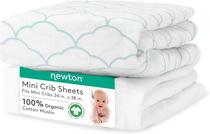Newton Baby MINI CRIB Fitted Sheets | Organic Muslin Cotton, Breathable Soft by newton