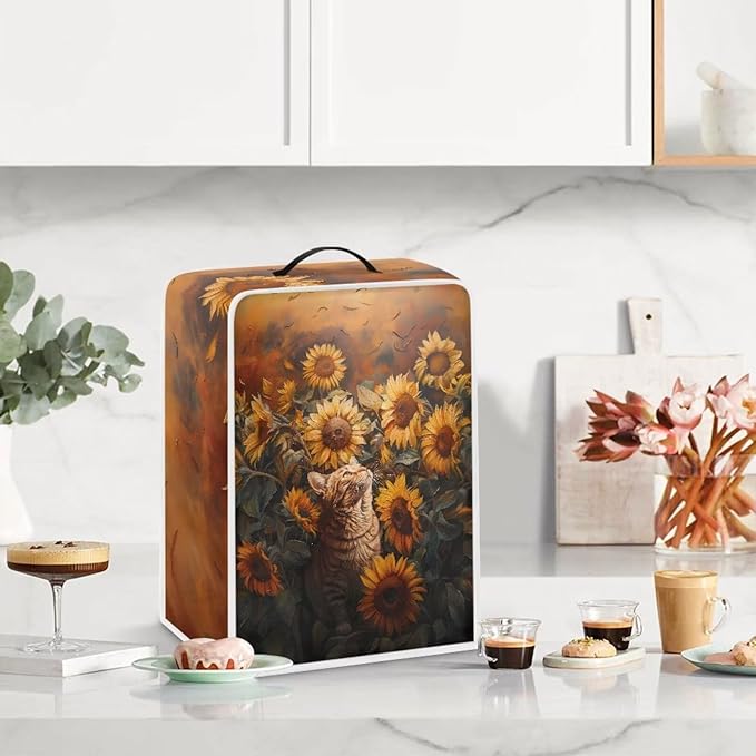 Cute Flowers Cat Coffee Maker Cover - Image 3