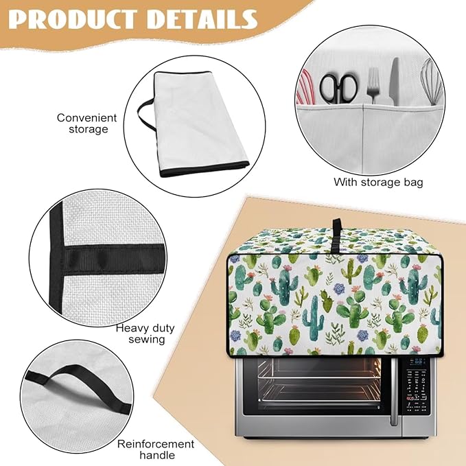Watercolor Cactus Floral Print Toaster Oven Cover Waterproof Polyester-Linen - Image 6
