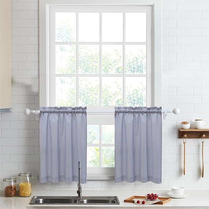 July Joy Cotton Tier Curtains 24 Inches Long Country Kitchen Curtains Rod Pocket by JulyJoyColorfulHomeCurtains