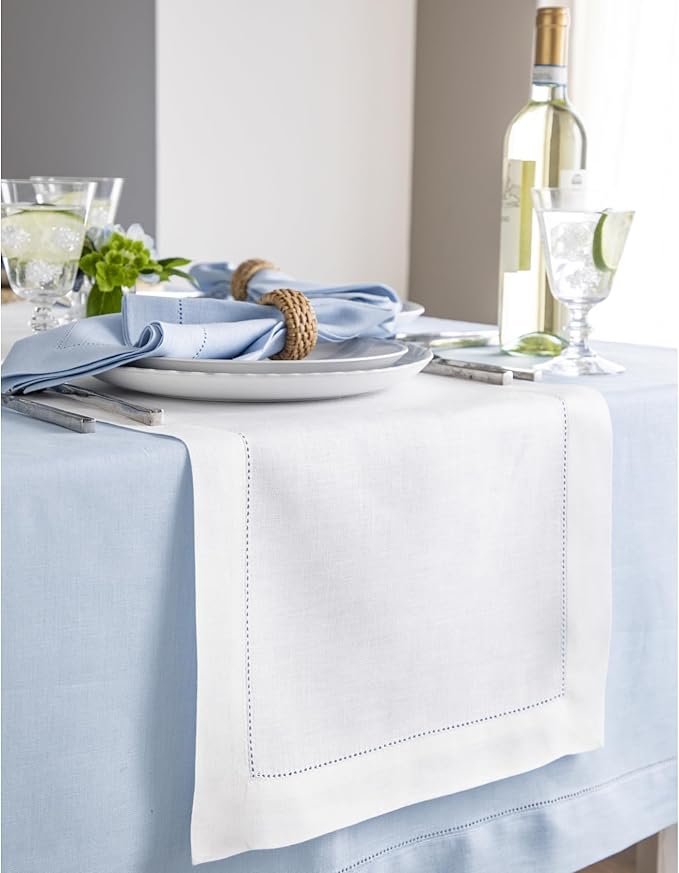 Solino Home Linen White Table Runner 120 Inches Long - Image 2
