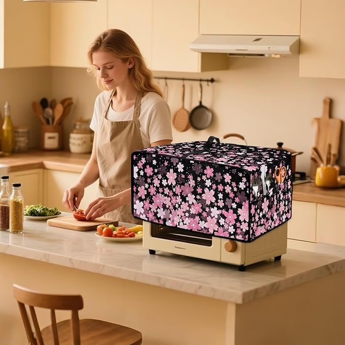 Waterproof Toaster Oven Cover Cherry Blossom Print Dust-Proof Microwave Oven - Image 3