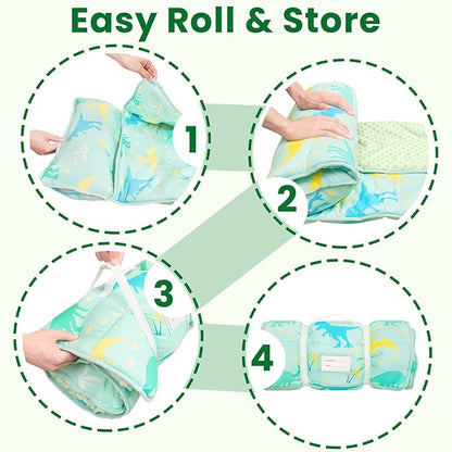 Toddler Nap Mat with Pillow and Minky Blanket, Large 55"x35" Sleeping Bag - Image 7