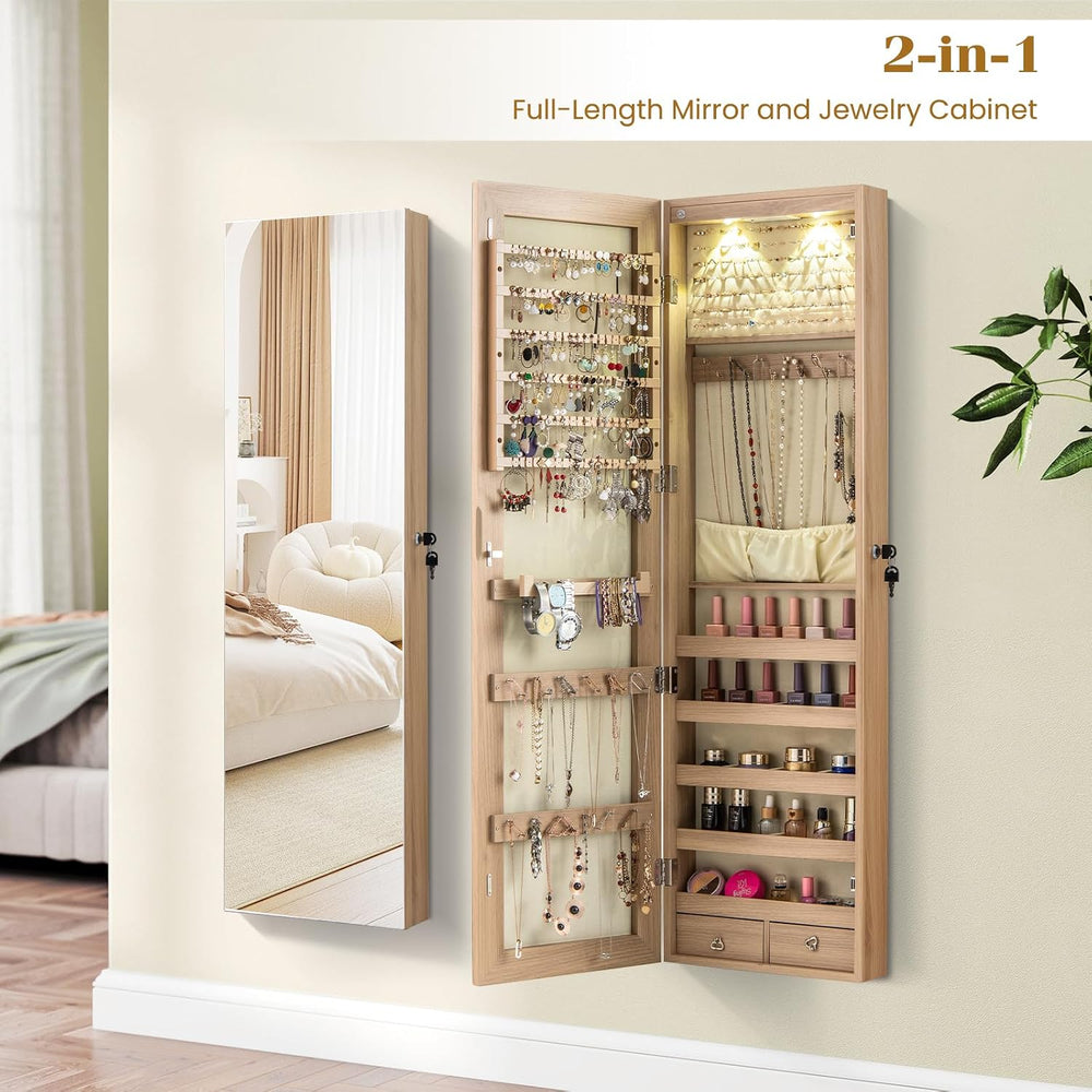 GIANTEX Wall or Door Mounted Jewelry Armoire with Full Length Mirror, 47.5"
