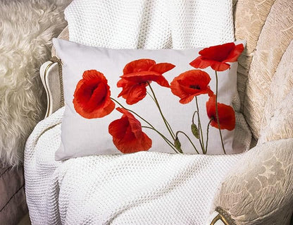 Solekla Poppy Flowers Farmhouse Pillow Covers 12x20 Inch, Home Decorative Throw - Image 3