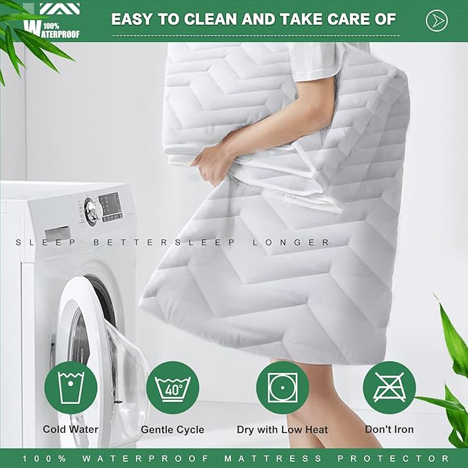 Unilibra Twin Size Waterproof Mattress Pad Rayon Made from Bamboo, Quilted - Image 6
