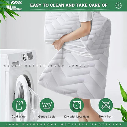 Unilibra Twin Size Waterproof Mattress Pad Rayon Made from Bamboo, Quilted - Image 6