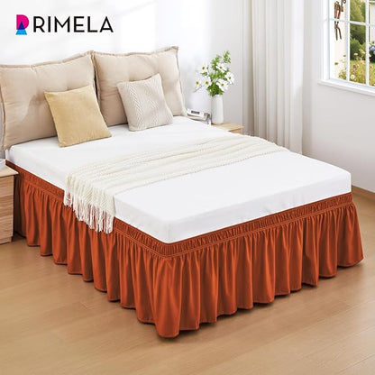 RIMELA Orange Yellow Bed Skirt Queen 15 Inch Drop, Elastic Bed Skirts Queen - Image 9