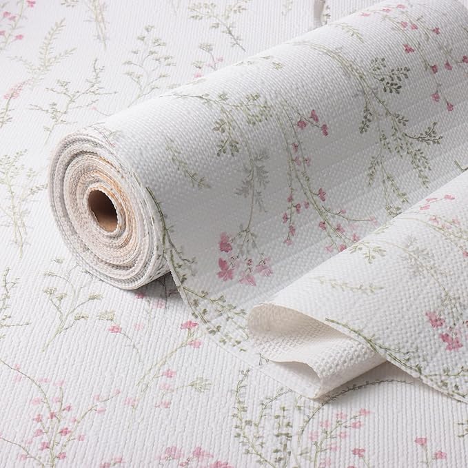 Floral Drawer and Shelf Liner for Cabinets, 12IN x 20FT Non-Adhesive and Strong by Amiitay