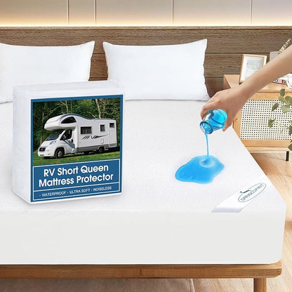 RV Short Queen Terry Mattress Protector Waterproof by SpringspiritBedding