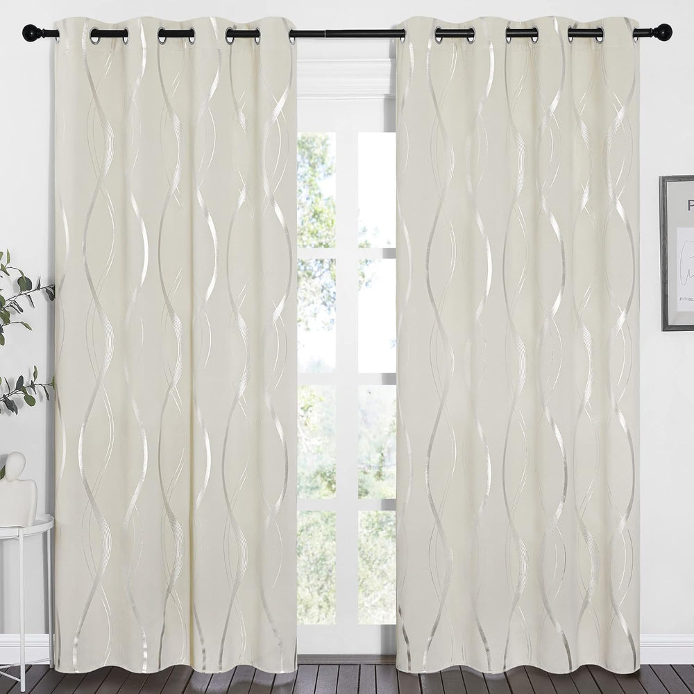 NICETOWN Beige Blackout Curtain Panels 84 inches Long 2 Panels