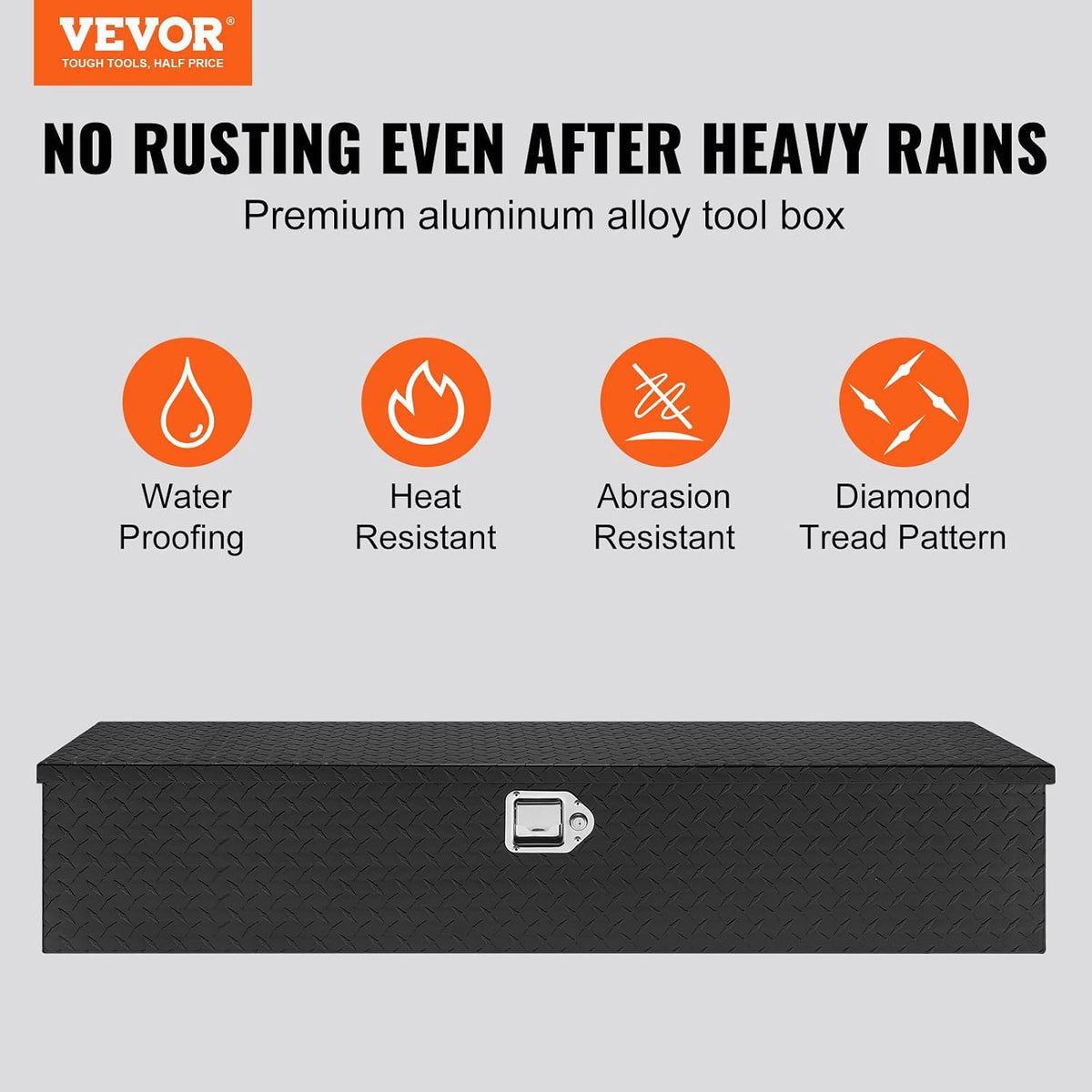 vevor heavy duty aluminum truck bed tool box shown in use