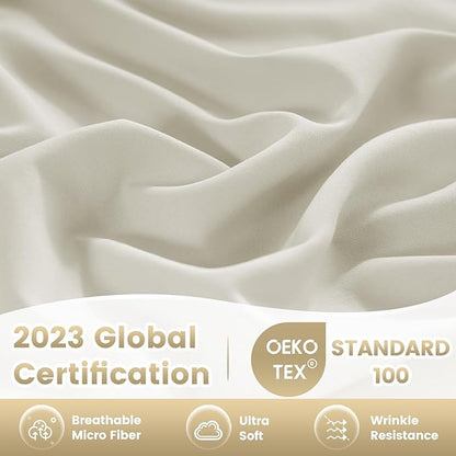 Full Sheet Set - Hotel Luxury 4 Piece Breathable Cooling Full Size Sheet Sets - Image 6
