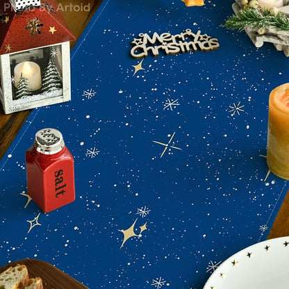 Artoid Mode Xmas Trees Merry Christmas Table Runner, Seasonal Winter Blue - Image 3