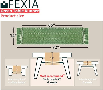 FEXIA Green Table Runner with Tassels - Image 2