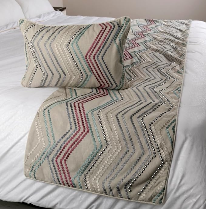 The HomeCentric King Queen Twin Beige Linen Bed Runner Without Pillow Cover - Image 4
