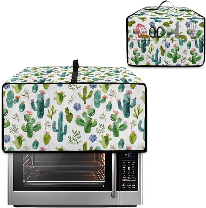 Watercolor Cactus Floral Print Toaster Oven Cover Waterproof Polyester-Linen - Image 2