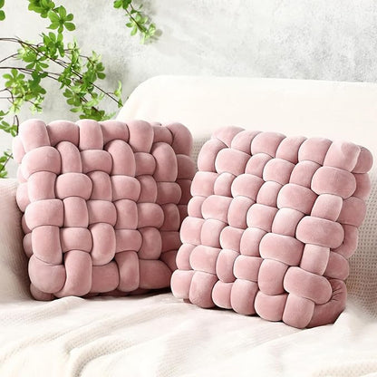 Wenqik 2 Pcs Knot Pillows Square Knotted Plush Throws Soft Accent Pillows by Wenqik
