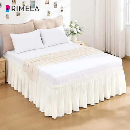 RIMELA Cream White Bed Skirt King Size 18 Inch Drop, Wrap Around Elastic - Image 9