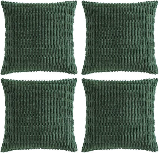 Fancy Homi Set of 4 Dark Green Boho Decorative Throw Pillow Covers 18x18 Inch by Fancy+Homi