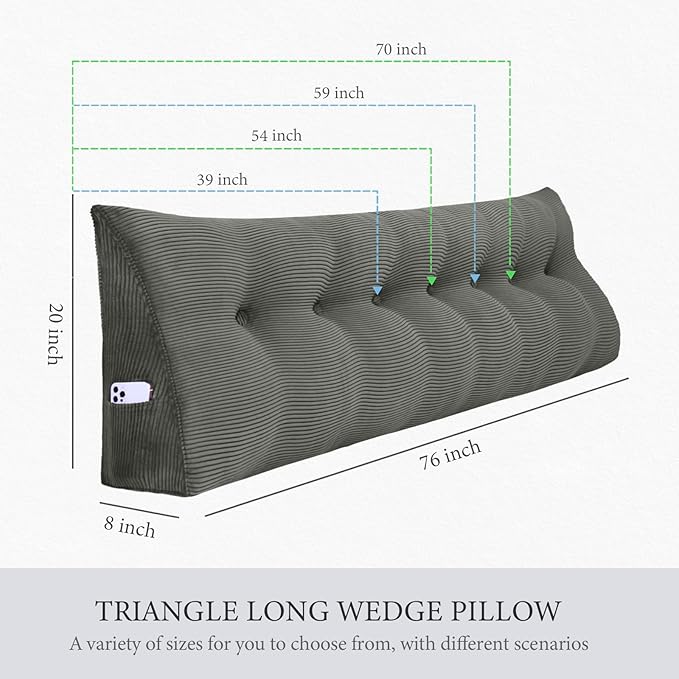 11 lbs Thickened Queen Wedge Pillow Headboard Body Positioner Triangular - Image 4