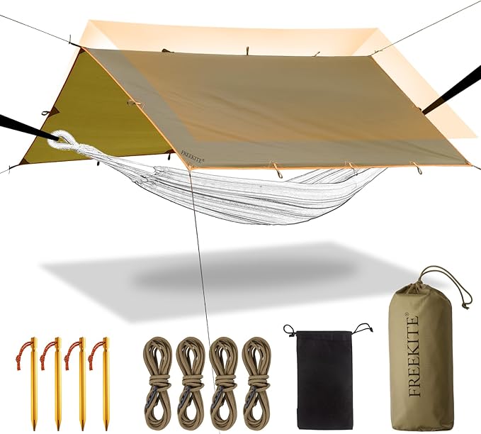 Camping Tarp Tent Portable Multifunctional Bushcraft Backpacking Tear-Resistant by FREEKITE