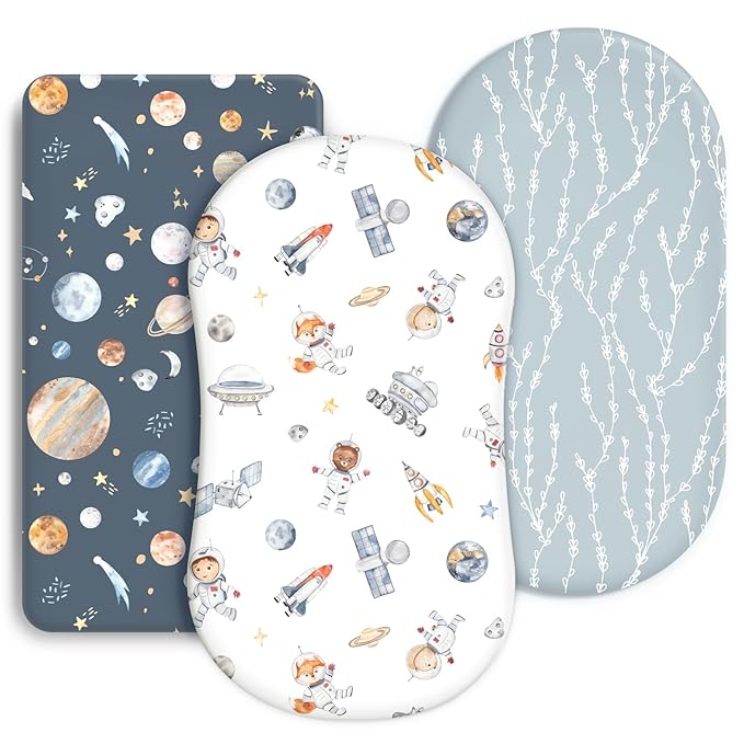 GRSSDER Stretchy Ultra Soft Fitted Bassinet Sheets 3 Pack, Universal Fit by BUYNOW