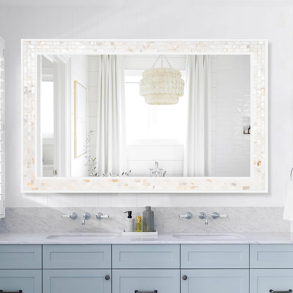 30 x 48 Inch Bathroom Mirror, White Large Mosaic Vanity Mirrors