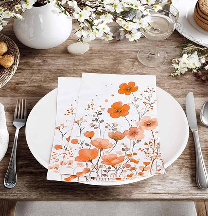 HEIPINIUYE 50 Pieces 3-ply Fall Floral Paper Napkins Autumn Flower Guest - Image 5