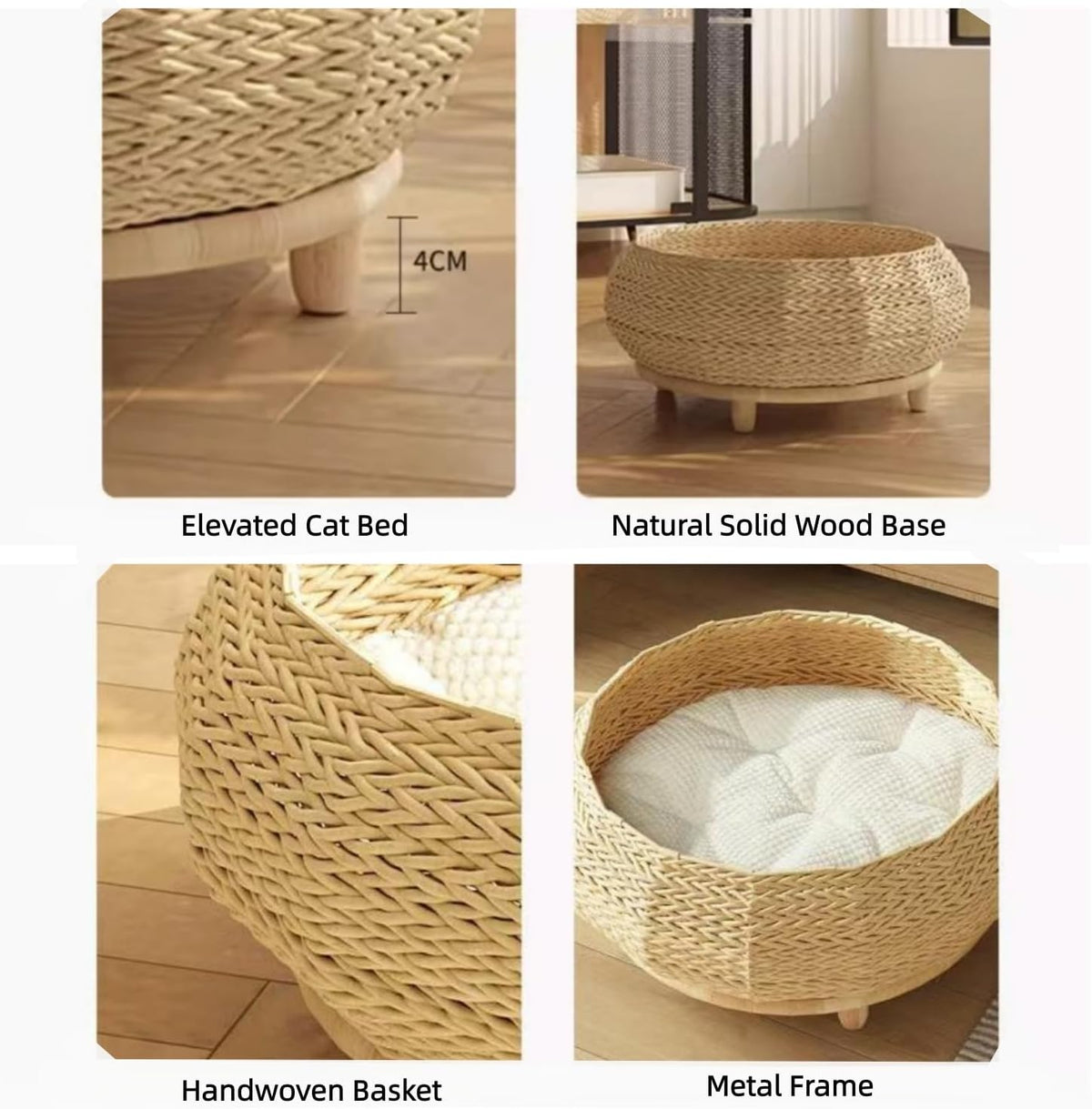 shengocase extra large handwoven paper rope wicker rattan, side view