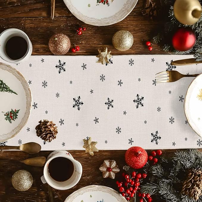 Christmas Tree Table Runner, 18x72 Inch, Merry Christmas Linen Table Runners - Image 3
