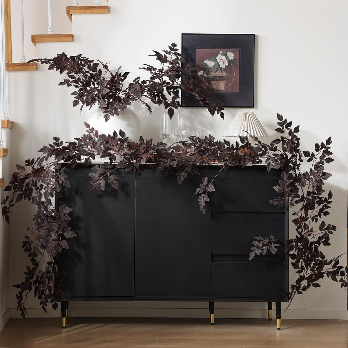 Mizii 10FT Artificial Vines Garlands Burgundy Faux Cimicifuga Vine Garland Silk Leaves Greenery Hanging Plants Fall Decoration for Table Centerpieces Mantle Room Thanksgiving Halloween Decor (10 FT)