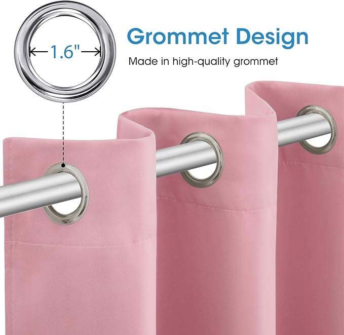 HOMEIDEAS Baby Pink Blackout Curtains - Image 4