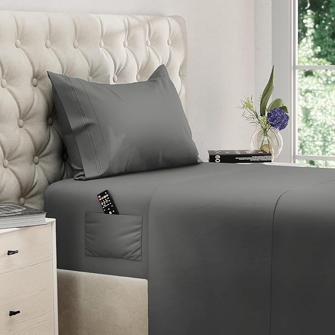 DREAMCARE Twin XL Sheet Sets – 3pcs Cooling Sheets – up to 15” Deep Pocket Twin by DREAMCARE