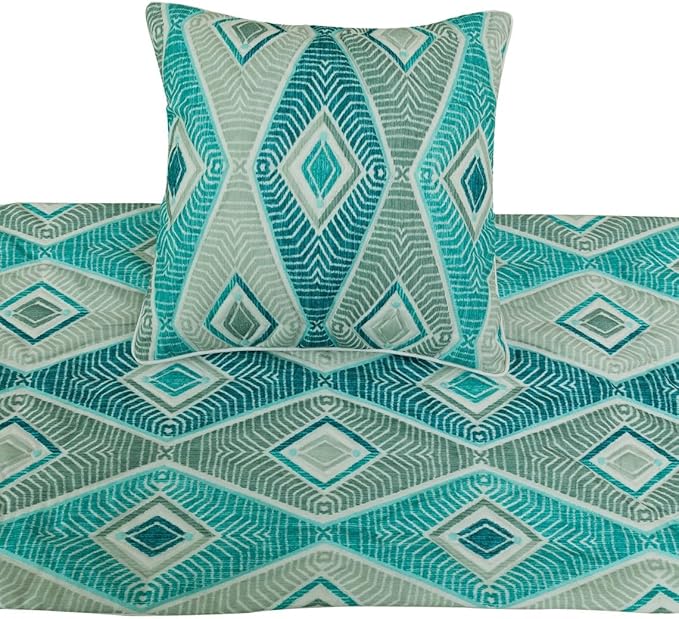 The HomeCentric King/Queen/Twin Blue, Ivory & Grey Decorative Twin 53"x18" Bed - Image 2