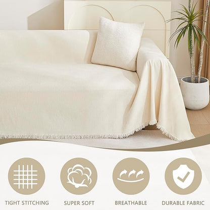 MYSKY HOME Loveseat Cover Beige Couch Cover Sectional Couch Covers - Image 2