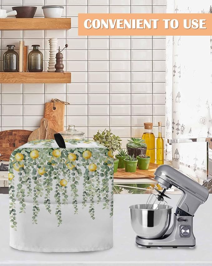 Sage Green Leaves Stand Mixer Dust Cover - Image 4