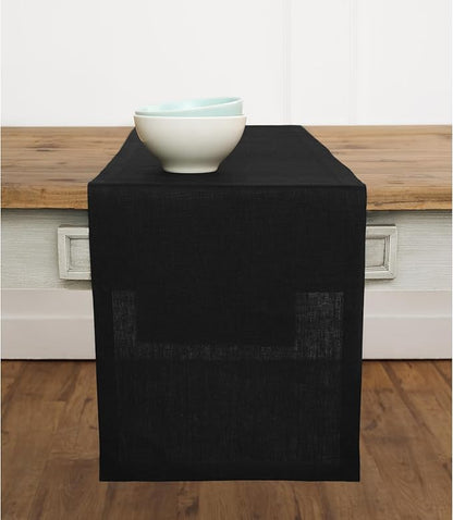 Solino Home Linen Black Table Runner 60 Inches by SolinoHome