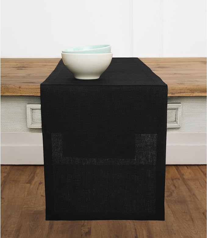 Solino Home Linen Black Table Runner 48 Inches by SolinoHome