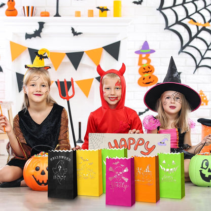 Roowest 72 Pcs Halloween Luminaries Bags with LED Lights, Flame Resistant