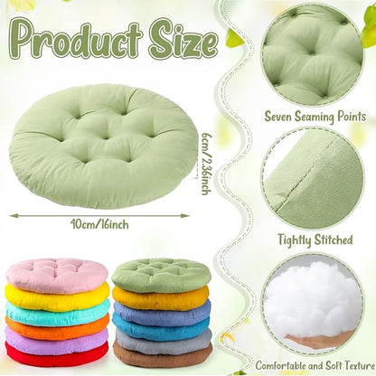 Fumete 12 Pcs Floor Pillows Cushions Seating 16 x 16 Inches Color Round Seat - Image 2
