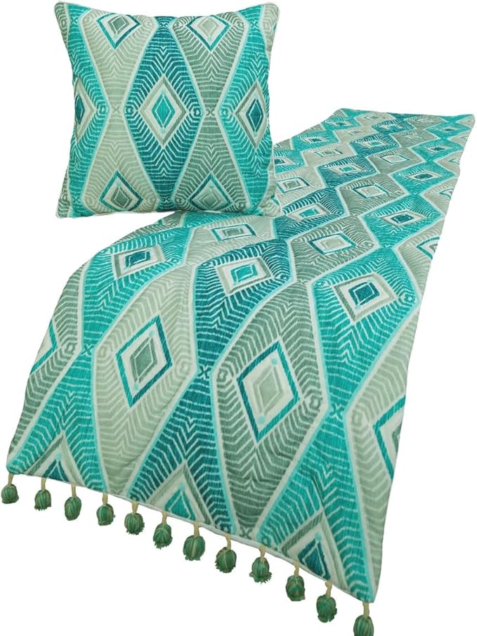 The HomeCentric King/Queen/Twin Blue, Ivory & Grey Decorative CA King 86"x18" by TheHomeCentric