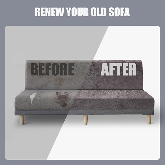 molasofa Leather Like Stretch Futon Slipcover Armless Futon Bed Sofa Cover - Image 6