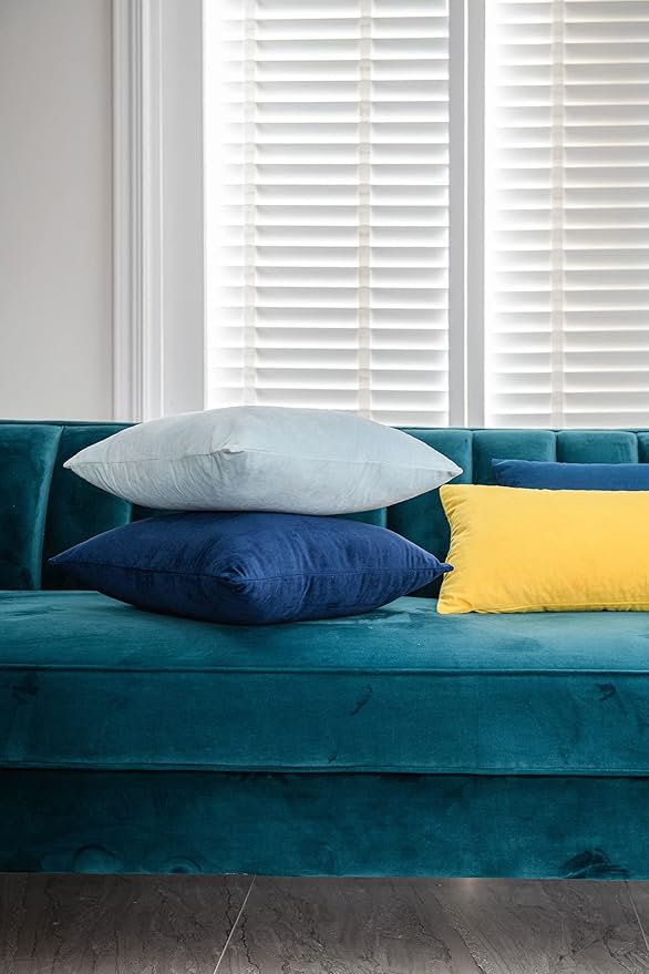 Couch Pillow Covers 12x20 Yellow: 2 Pack Cozy Soft Velvet Rectangular Throw - Image 5