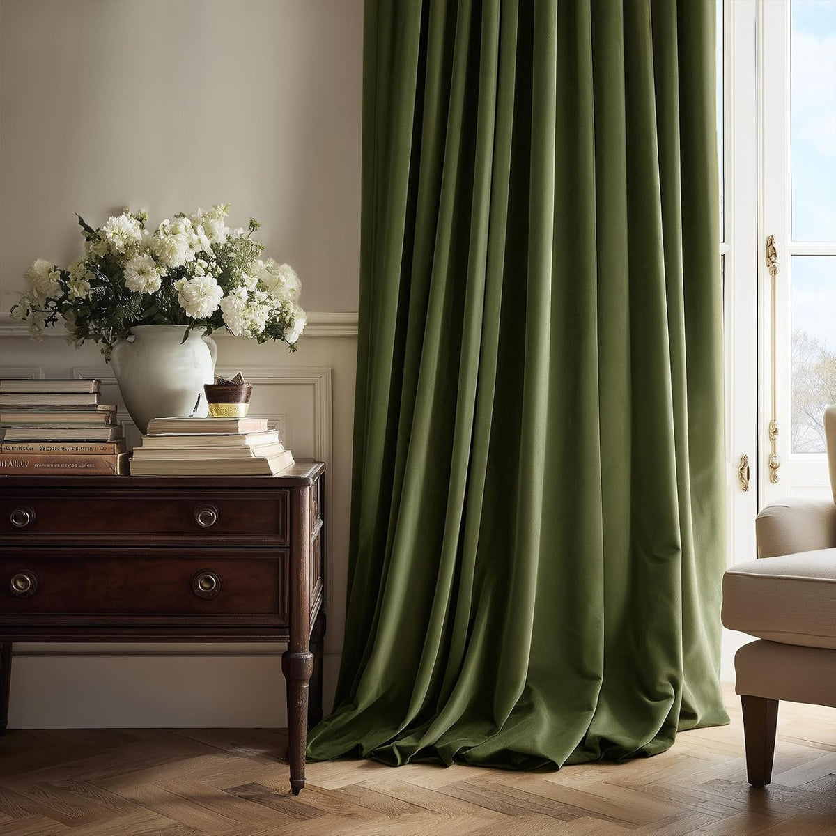 olive green velvet blackout curtains 84 inches 2 showing dimensions
