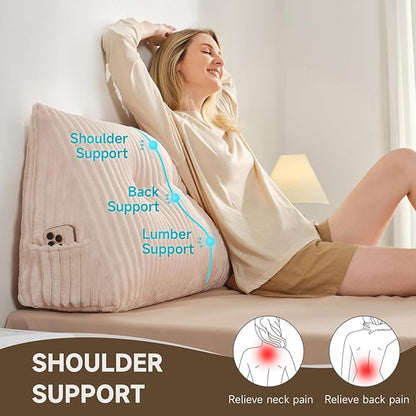 Z-hom Twin Headboard Pillow, Triangular Wedge Reading Pillow - Image 2